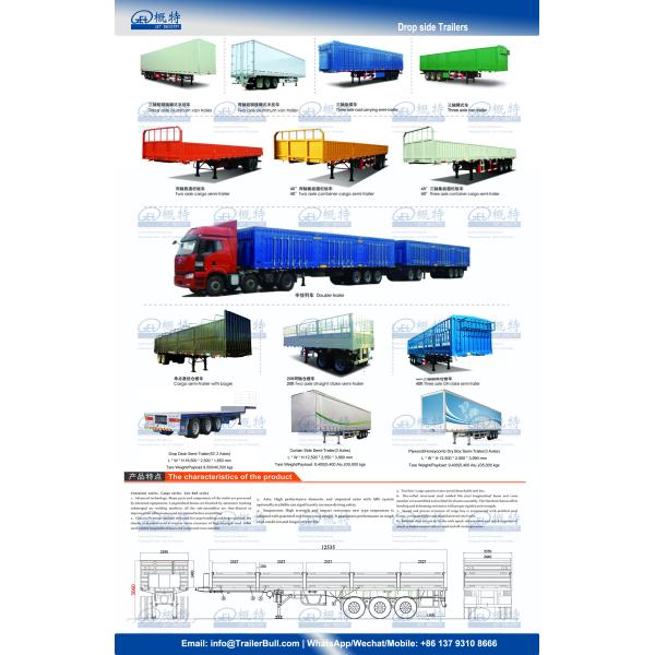 30ft Drawbar Steel Box Full truck Trailer With 3 Axles