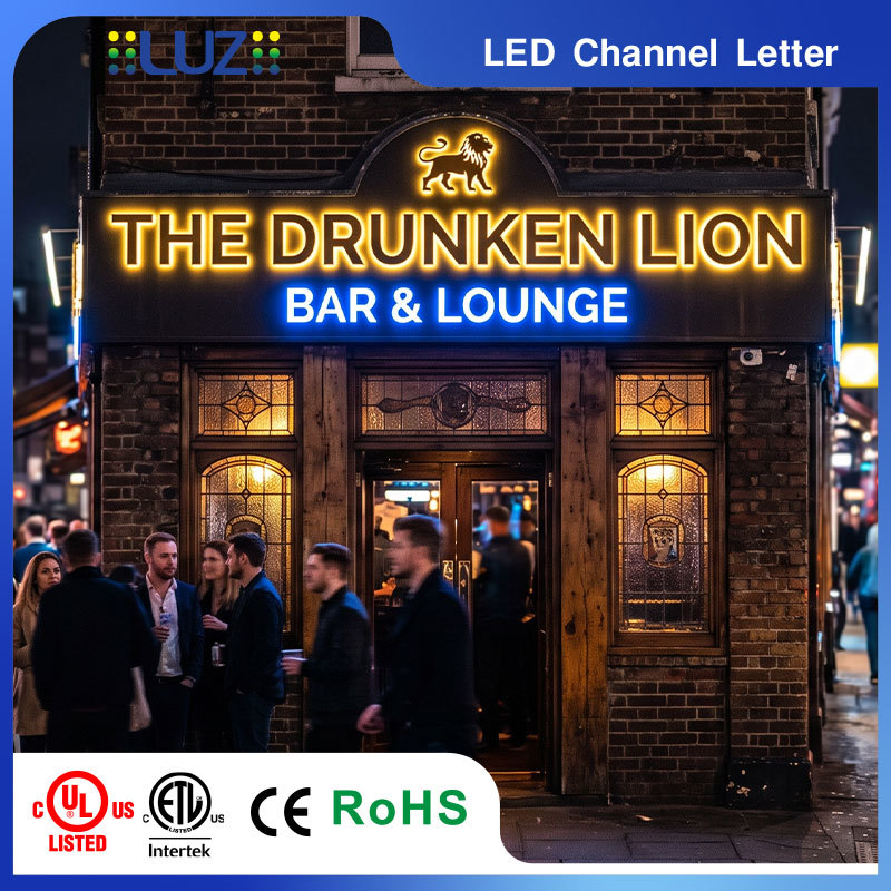 Custom / High - Brightness LED Frontlit Signage For Bar