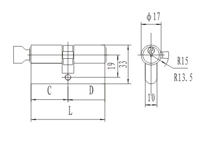 Euro Profile Cylinder Lock  Modern Antique Brass Cylinder Lock