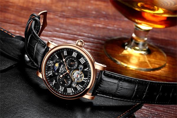 KINYUED mans watches custom logo wholesale luxury luminous hands automatic tourbillon watch mechanical