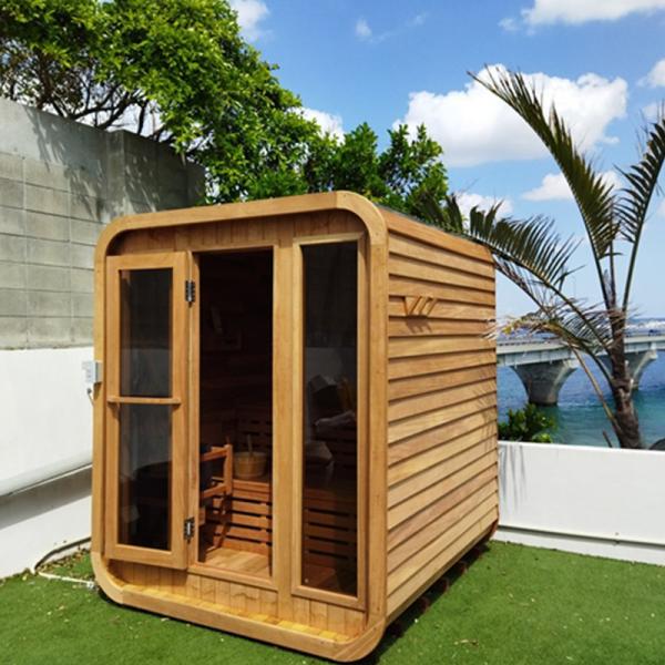 Outdoor Dry Sauna 6-8 Person Pure Canadian Red Cedar Wooden Outdoor Steam Cube Sauna