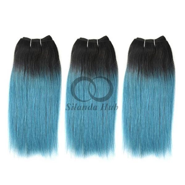 #T1B/Blue Straight Remy Human Hair Bundles Sew In Weave Bundles Brazilian Bundle Deals