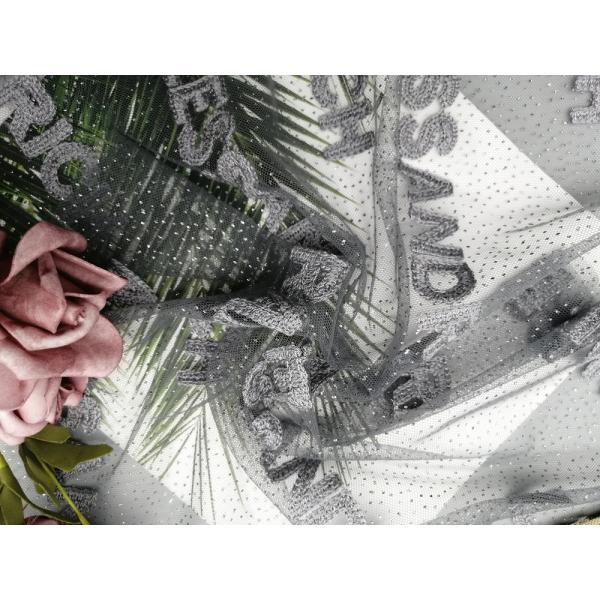 Серая ткань сетки фольги вышивки яркого блеска для дамы выравниваясь платья