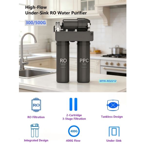 Compact 400GPD Under Sink RO System Integrated Design Space Saving