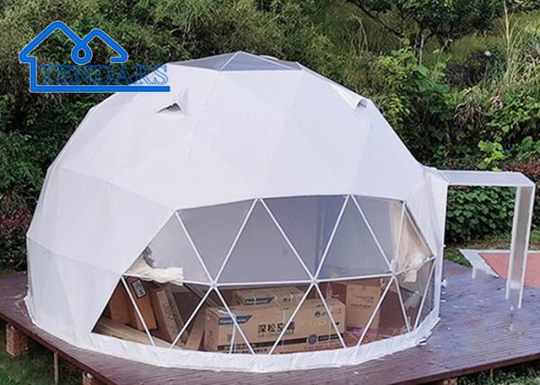 White Green Glamping Hotel Tent , Geodesic Dome Tents Waterproof Eco Tent Price