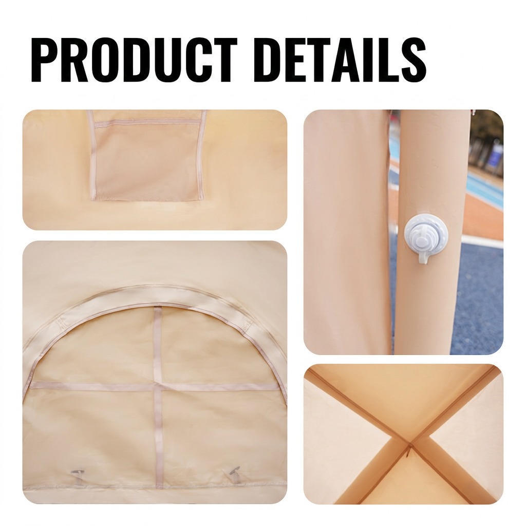 Portable Inflatable Air Tent Foldable Double Layer Rainproof Camping Shelter 4.6 Sq m No Setup Outdoor Overnight Tent