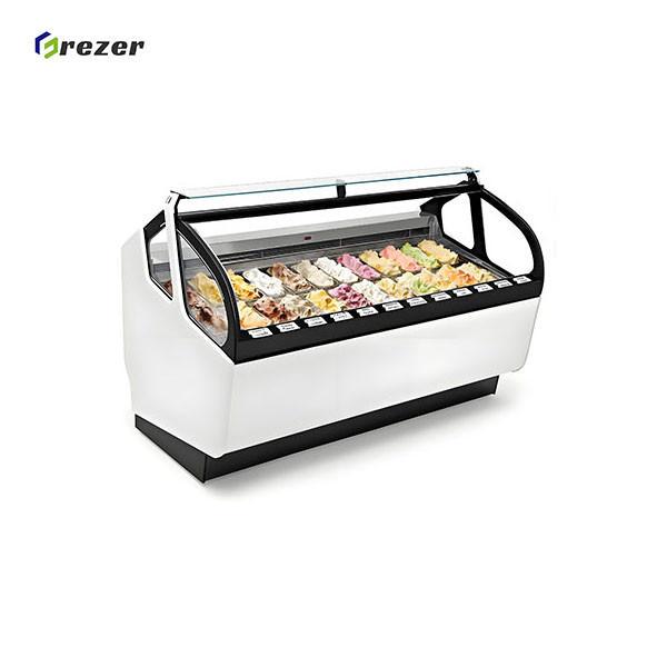 Customized Ice Cream Display Freezer White / Red Gelato Display Cooler