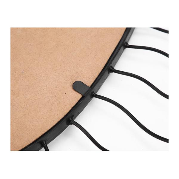 Oval Shaped Mirror Wall Decor Black Metal Frame Dotted With Gold And Silver Color