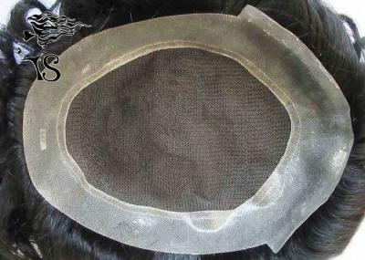 Natural Black Invisible Thin Skin Hair System , French Lace Male Hair Pieces