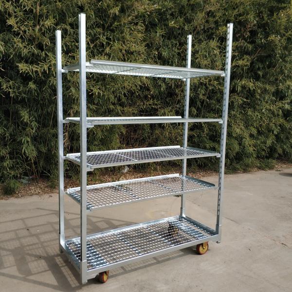 Metal Mesh Danish Flower Trolley Hot Dip Galvanizing For Warehouse