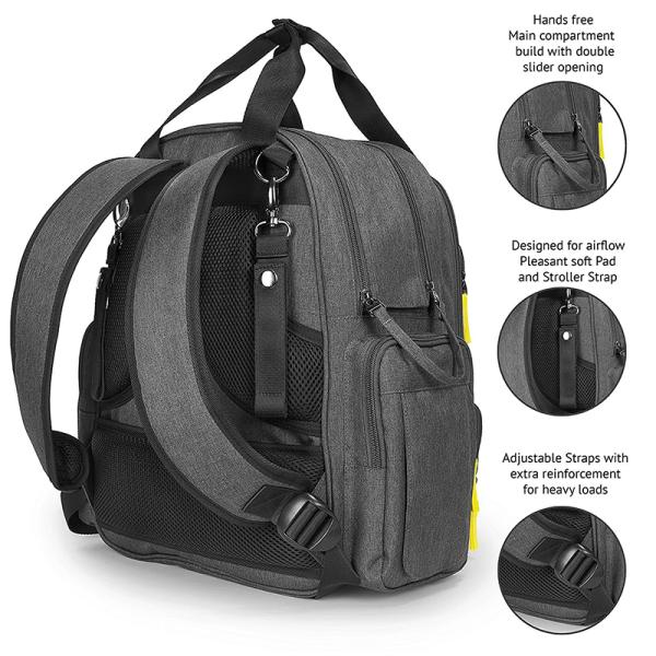 Trendy Baby Diaper Bags , Polyester Material Baby Changing Rucksack