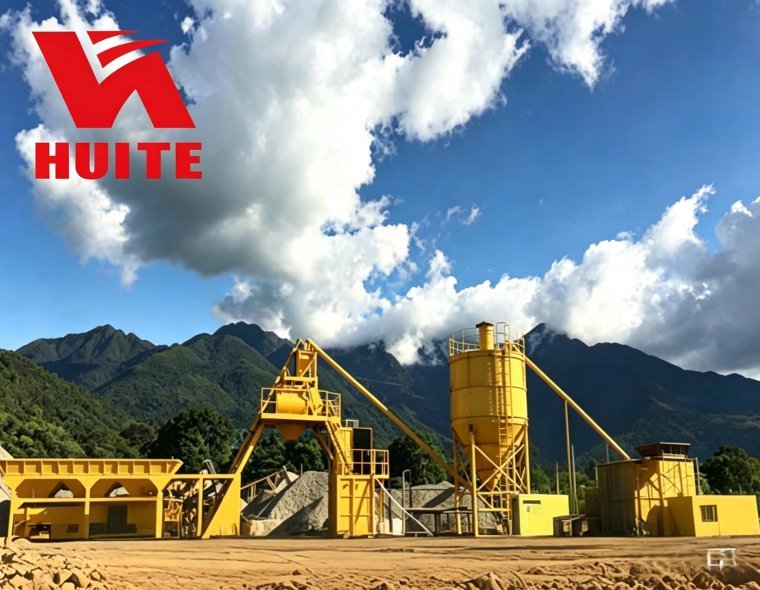 Mobile HZM50 Foundation Free Concrete Batching Plant 50m3/H