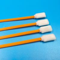 Durable Handle Foam Swabs 50pcs 125mm Lint Free Orange / Black Handle Sponge Head For Sensitive Surface Cleaning