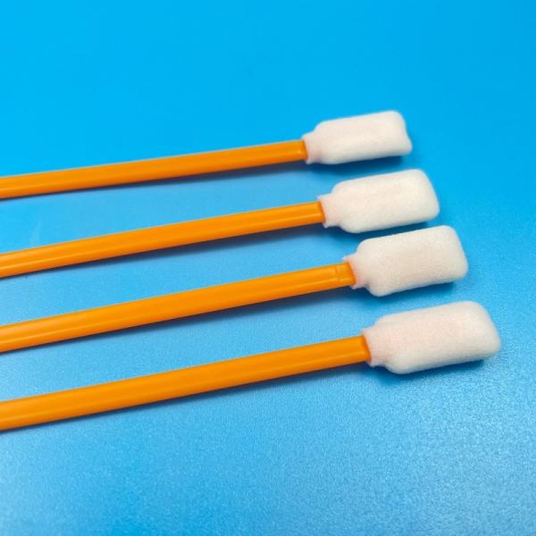 Durable Handle Foam Swabs 50pcs 125mm Lint Free Orange / Black Handle Sponge Head For Sensitive Surface Cleaning