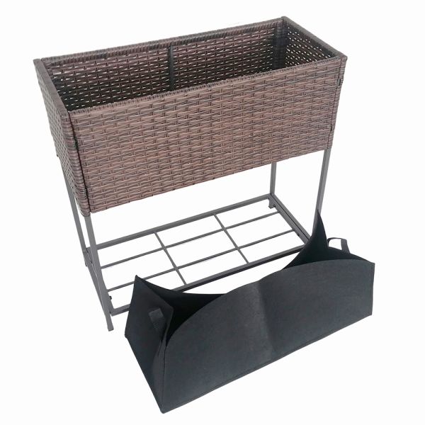 Metal Plant Pot Flower Bucket Square Rectangle Flower Pot  Garden Rattan Planter Stand