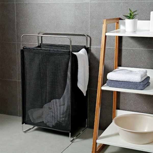 2022 Wholesale Large Nylon S304 Bathroom Kids Baby Foldable Collapsible Portable Fabric Dirty Laundry Basket with Handle
