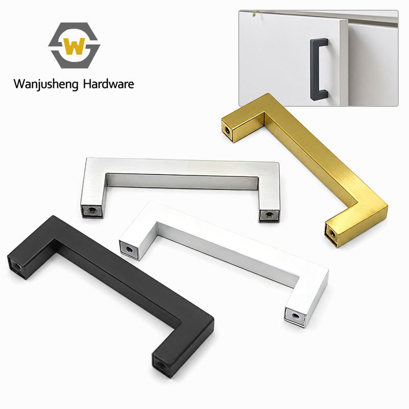 Thickened Stainless Steel Square Tube Pull Handles Light Luxury Simple Black Cabinet & Wardrobe Door Pulls