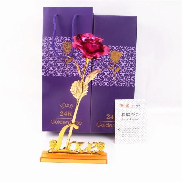 Hot Sale 24k Gold Plated Rose Reasonable Price Luxury Gold Foil Rose For Girlfriend Gift