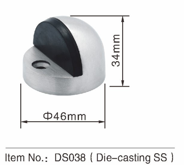 Pieds élevés de type de boule arrêts de porte intérieure de Zamak à moitié autour de bouchon de porte