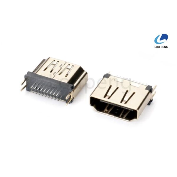 24K Gold Plated HDMI Connector Featuring Mating Force 44.1N Max and Welding Temperature Max 260°C Suitable for Industrial