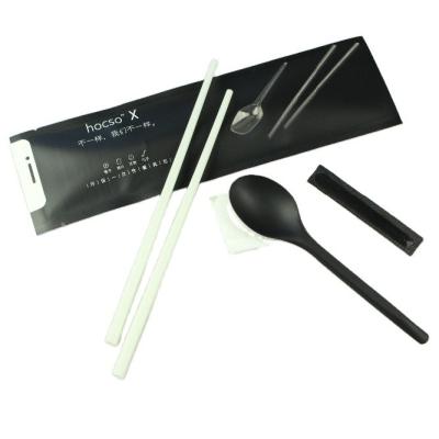 Disposable Plastic Chopstick Spoon Set in Cutlery Paper Bag with Thickness 4.0-7.0mm