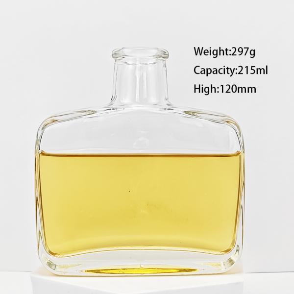 Glass Collar Square Flat Shoulder Cork Top Liquor Bottle for Special Design Packaging