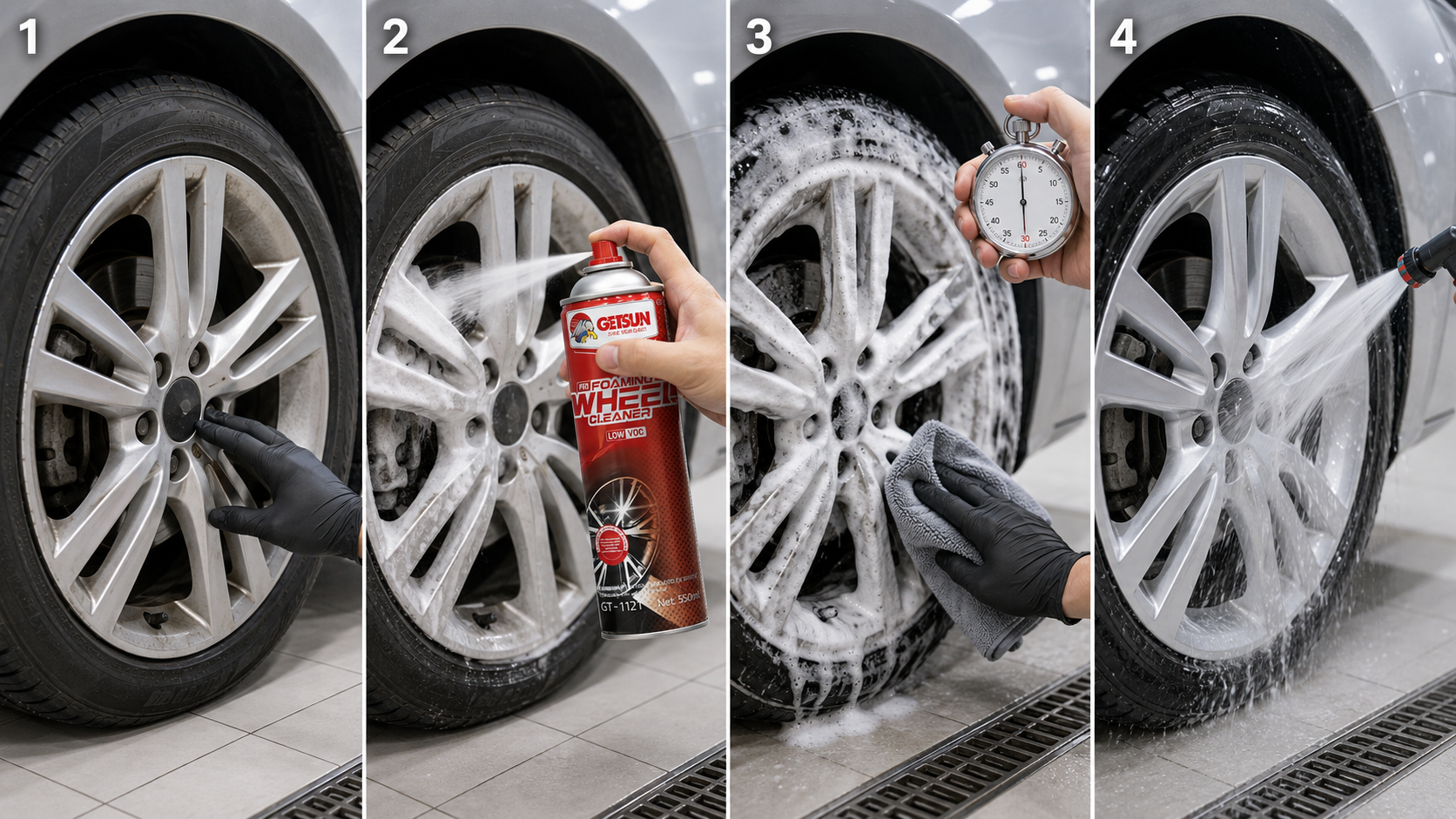 GETSUN 550ml Foaming Wheel Cleaner Spray for Cars Trucks and Motorcycles