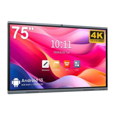 4K HD Interactive Whiteboard with Android 13 and 8+128G Dual System for Classroom and Conference