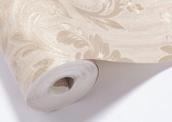 Classic Style Vinyl Golden Damask Pattern Wallpaper / WallCoverings Retro Vantage