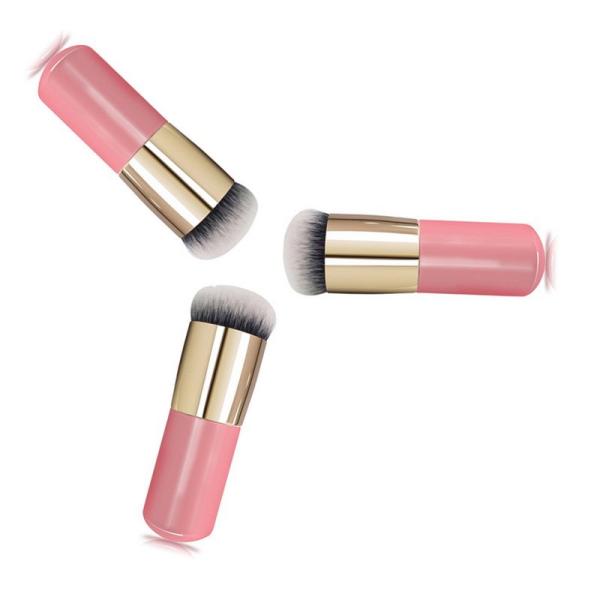 White Powder Foundation Brush With Silver And Gold Pipe  Nylon Hair Chubby
