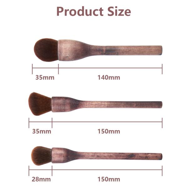 9pcs Luxury Makeup Brush Kit , Log Wooden Handle Personalized Eye Powder Brushes