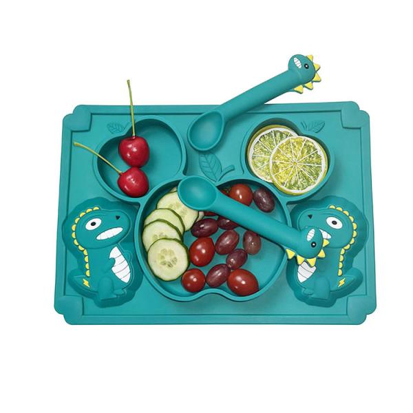 Food Silicone Childrens Plates Eco Friendly Baby Tableware Set Spoon Plate Bowl
