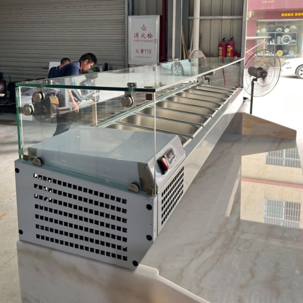 Restaurant Commercial Sandwich Prep Table Pizza Refrigerator with Granite Marble Top