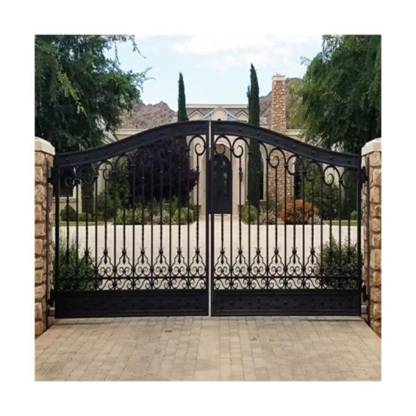 Customized Wrought Iron Main Gate , New Design Entrance Wrought Iron Door