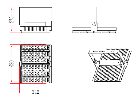 7200LM 14400LM Commercial LED Street Lights , Industrial LED Flood Light