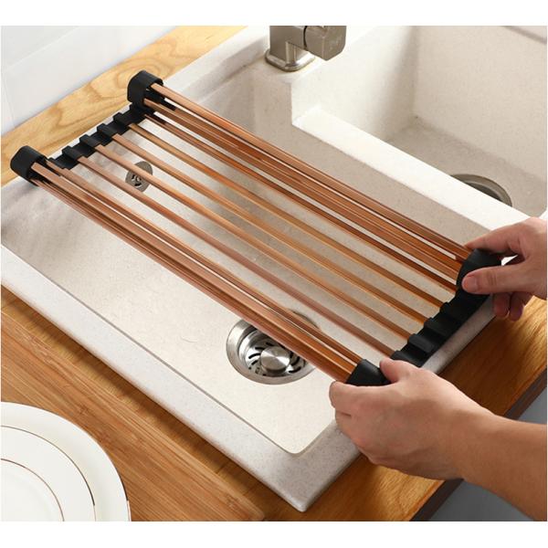 Foldable 0.97KG Steel Kitchen Basket Rack Titanium Square