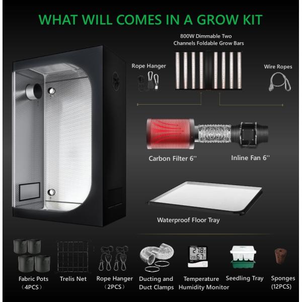 Оксфордская ткань водонепроницаемая 600d Mylar Grow Tent полный комплект 240x240x200см