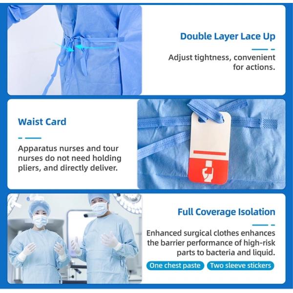 Усиленная устранимая мантия SMS хирургическая, мантия больницы медицинская противобактериологическая