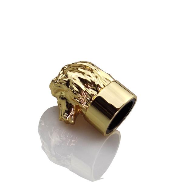 Gold Decorative Zinc Alloy Lion Head Perfume Bottle Cap For Cologne Package