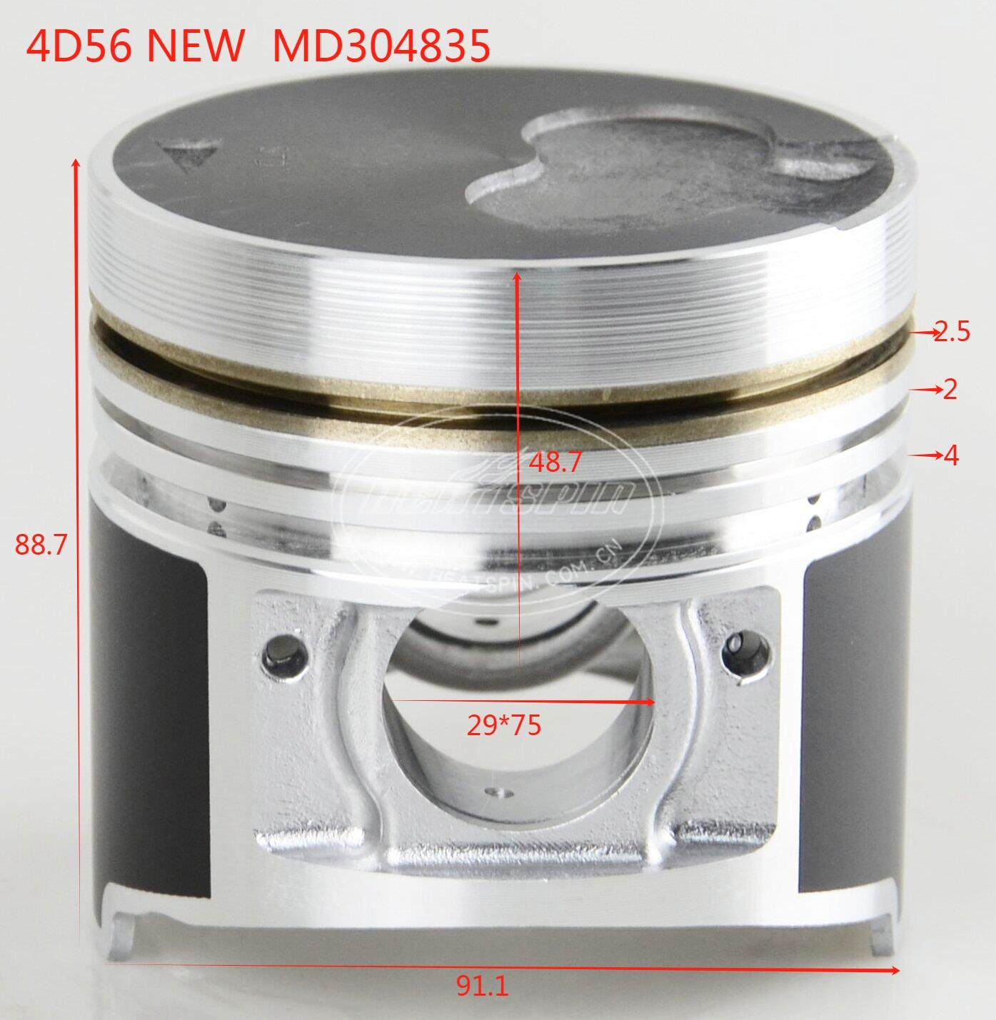 Complete 4D56 Diesel Engine Piston Set for Mitsubishi Overhaul Replaces MD304835