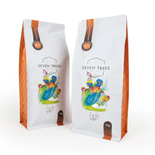 Customized LOGO Printing Flat Bottom Pouch Gusset Eight Side Seal Pet Food Bag Rice Cookie Dry Goods Food Plastic Bag For Coffee
