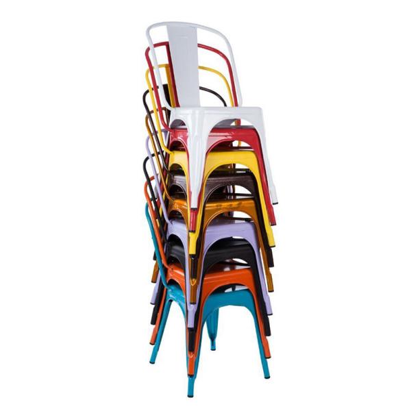Household Stackable Metal Dining Chair Orange Vintage Metal Bistro Chairs