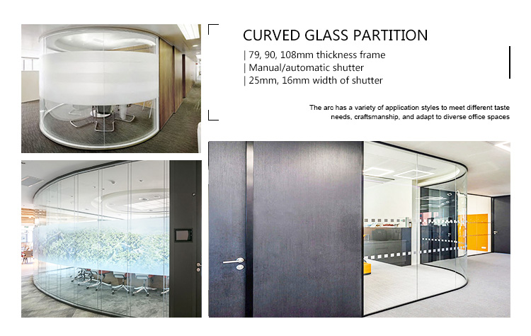 Soundproof Office Glass Partition Wall Glass Wall Partition System with Door