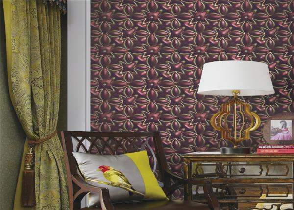 Three Dimensional Modern Removable Wallpaper Flower Pattern , Eco - Friendly