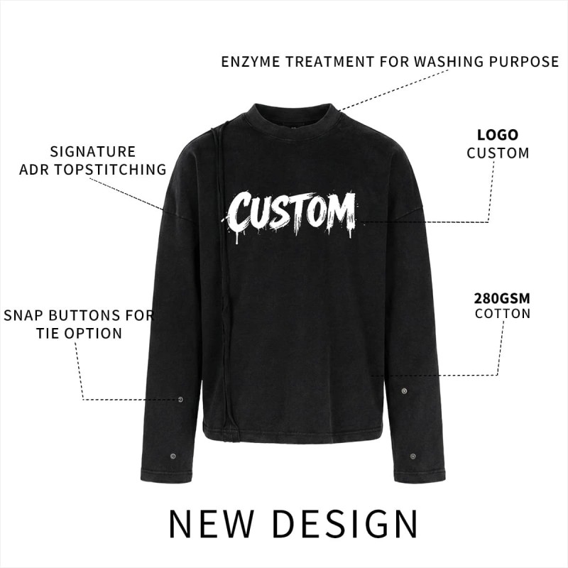 Stylish Graphic Long Sleeve Shirts 280GSM Mens Heavyweight T Shirts