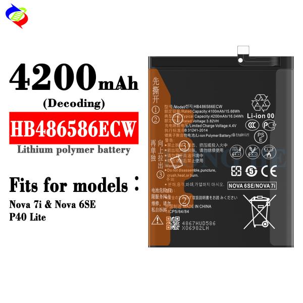 Li-ion Polymer Battery HB486586ECW for Huawei Honor Nova 6SE Nova 7i P40 Lite 4200mAh