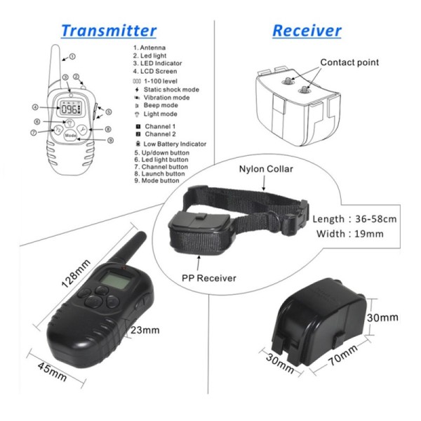 300 Meters Remote Dog Training Collar With LED Display Static Shock and Vibration Dog Trainer
