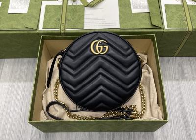 GG Marmont Wave Round Full Leather Chain Bag Soft Leather 18.5cm Length