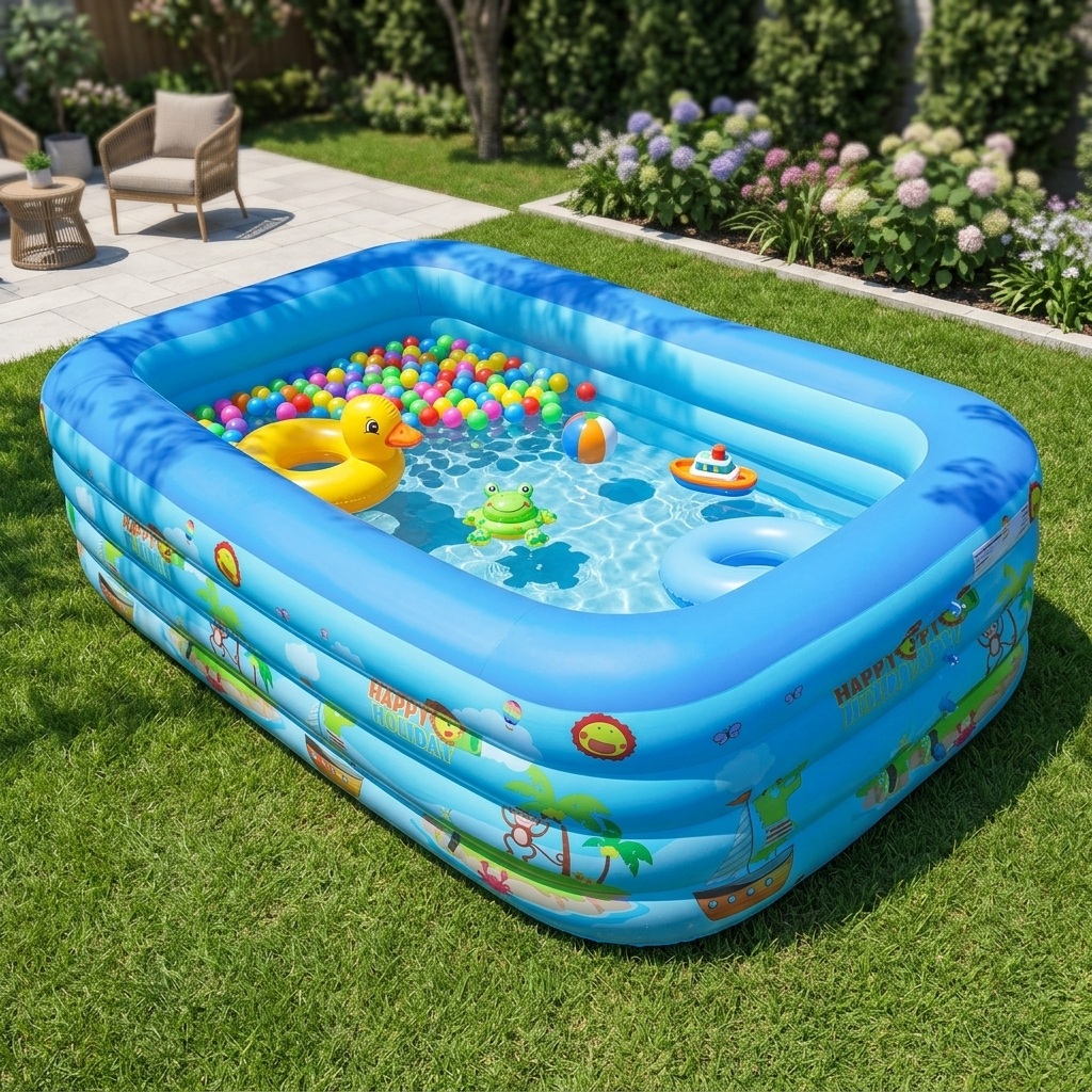 Inflatable Swimming Pool for Children Home Outdoor Use Extra-Large Family Pool Colorful Durable Thick PVC Constant Temperature