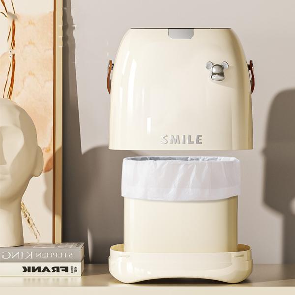 Desktop Trash Can Home Dorm Office Trash Can Living Room Press Waste Bin with Lid